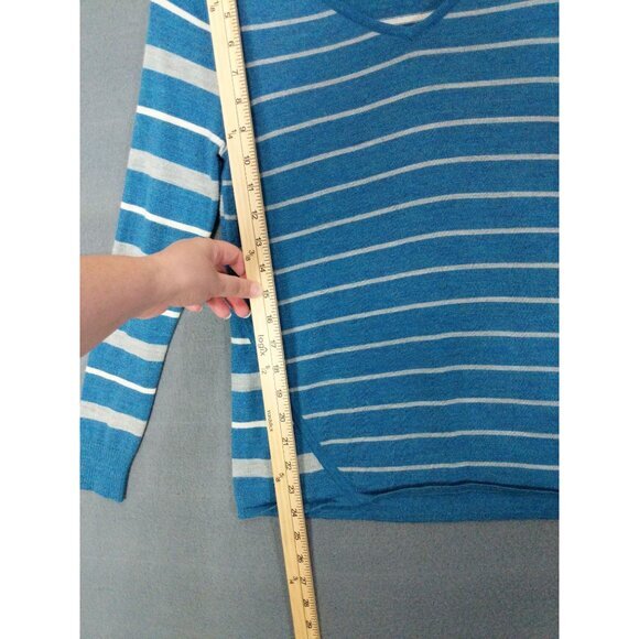 SMARTWOOL Women Sweater SZ S Split Stripe Glacial Blue Heather Base Layer Merino - Picture 4 of 8